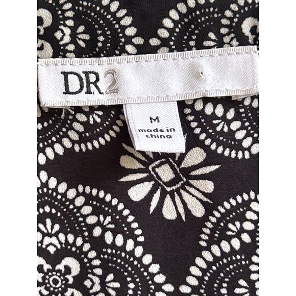 DR2 Womens Black & White Sleeveless V Neck Floral Sheer Top Medium - Picture 4 of 8